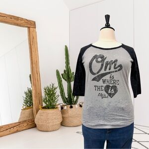 Life is Good Om Is Where The Heart Is Raglan Burnout Tee T-Shirt